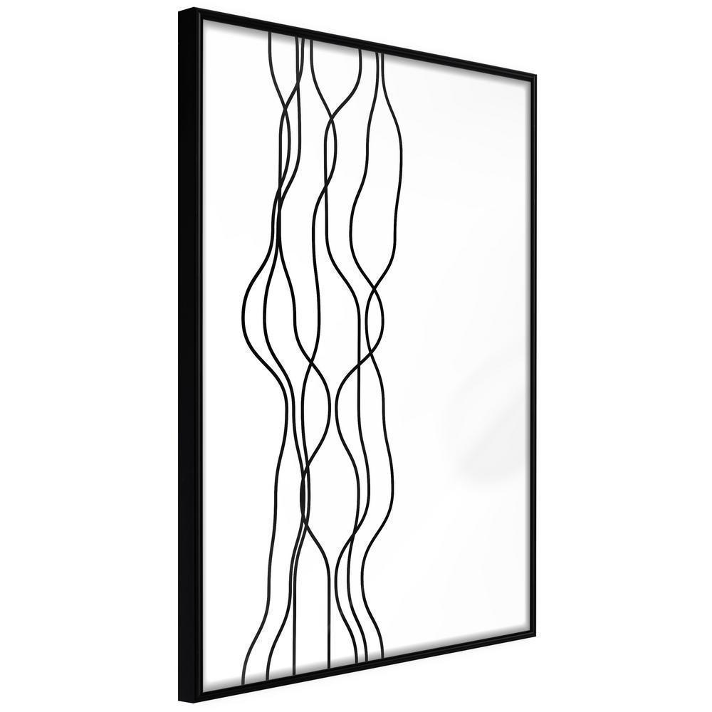 Black and white Wall Frame - Wavy Lines-artwork for wall with acrylic glass protection