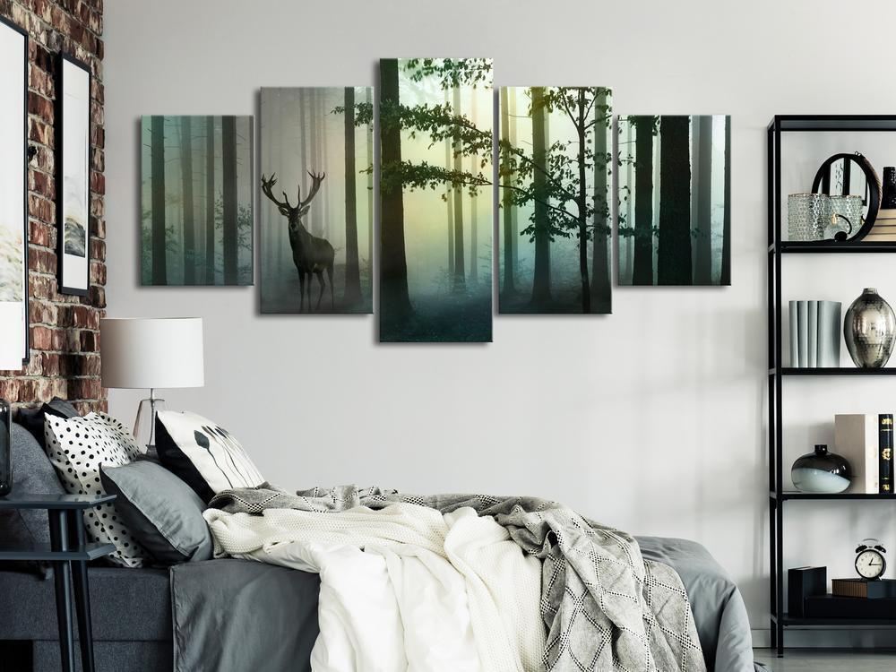 Canvas Print - Morning (5 Parts) Wide Green-ArtfulPrivacy-Wall Art Collection