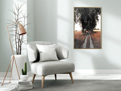 Autumn Framed Poster - Field Path-artwork for wall with acrylic glass protection