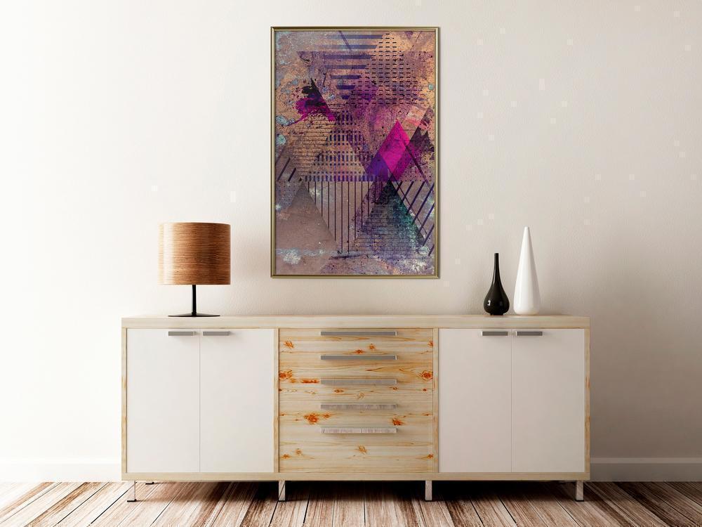 Abstract Poster Frame - Pink Patchwork I-artwork for wall with acrylic glass protection