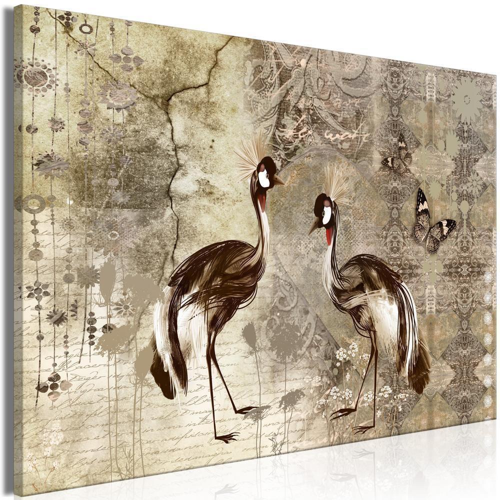 Canvas Print - Retro Cranes (1 Part) Wide-ArtfulPrivacy-Wall Art Collection