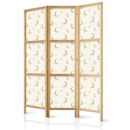 Japanese Room Divider - Moonlit Nights - Delicate Moons and Clouds in Warm Tones