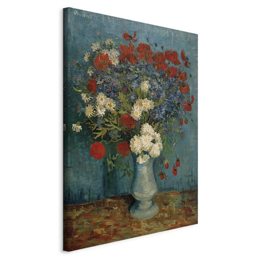 Canvas Print - Vase With Cornflowers and Poppies