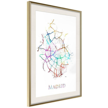Wall Art Framed - City Map: Madrid (Colour)-artwork for wall with acrylic glass protection
