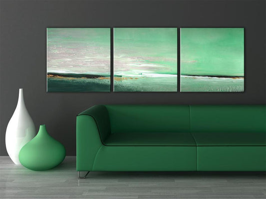 Custom Painting made by Artist - Handmade Painting - Sea-green coast - ArtfulPrivacy