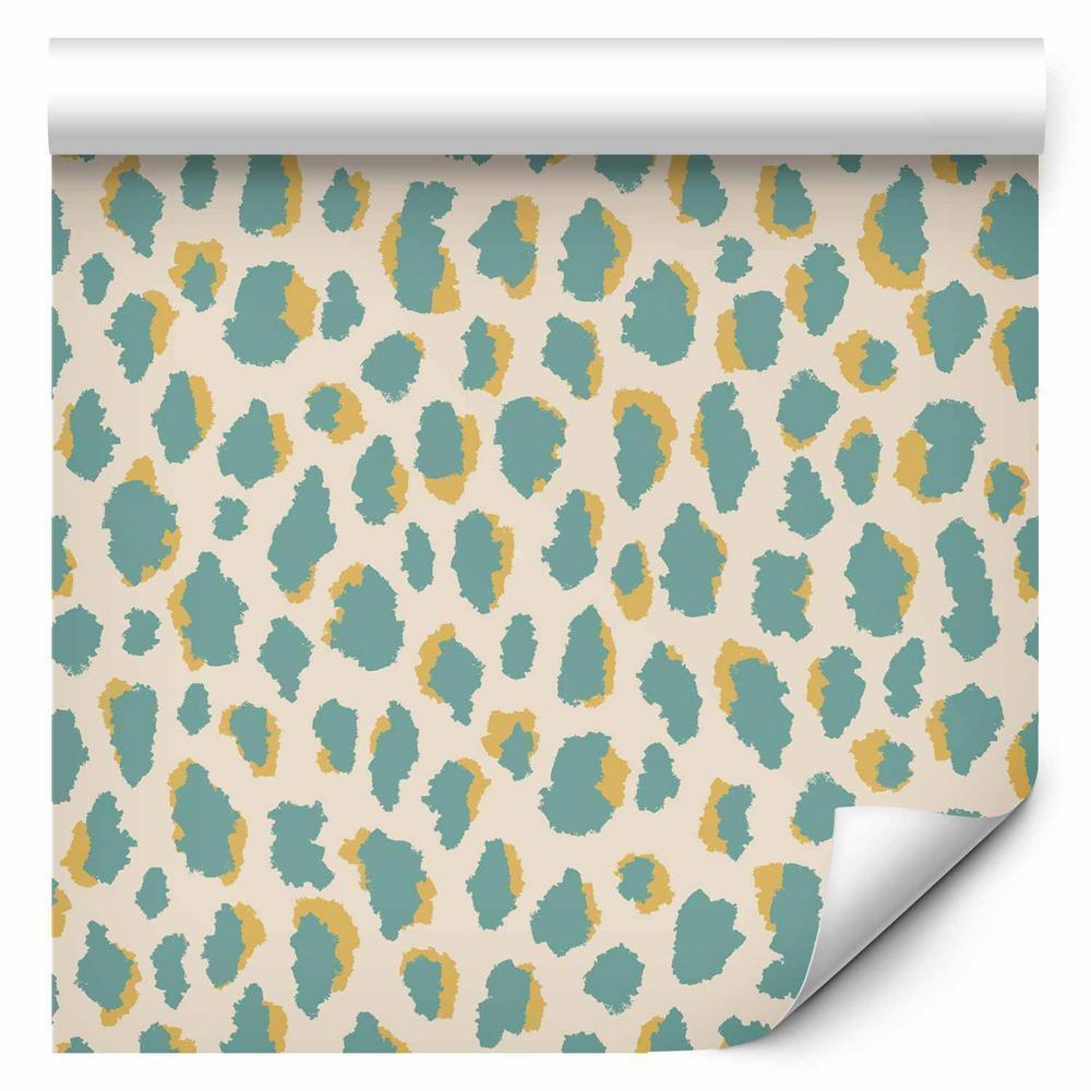 Wallpaper - Giraffe Pattern - animal pattern in turquoise spots on a light background