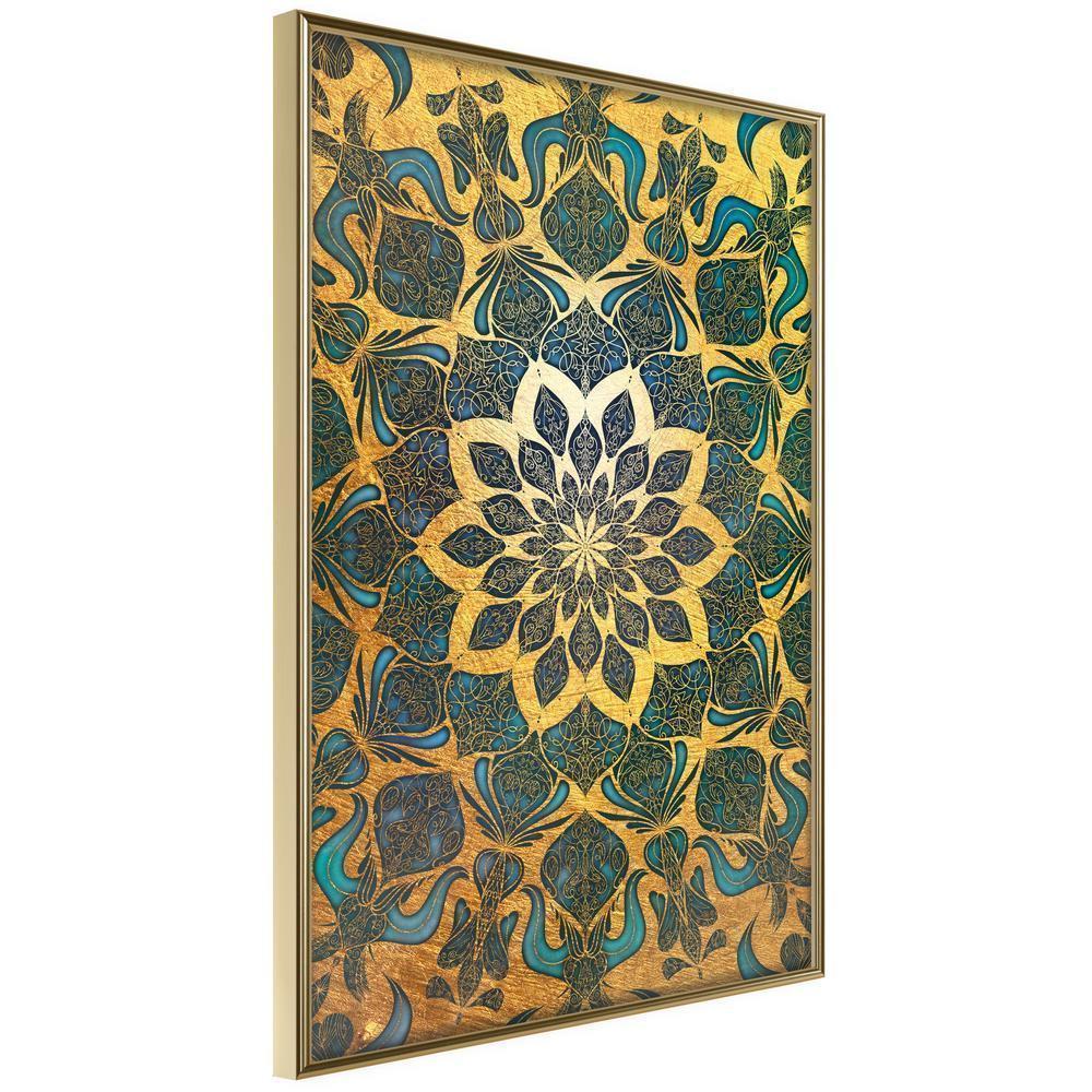 Golden Art Poster - Oriental Glow-artwork for wall with acrylic glass protection