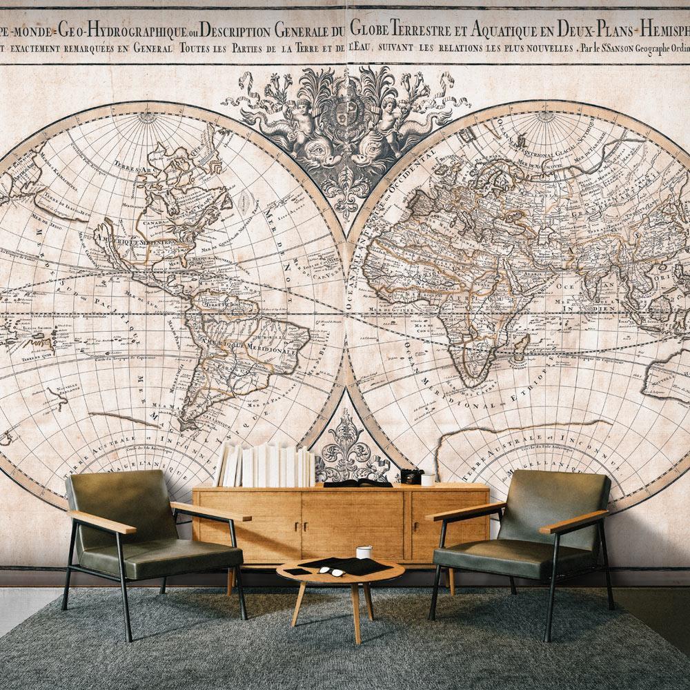 Wall Mural - Mappe-Monde Geo-Hydrographique-Wall Murals-ArtfulPrivacy