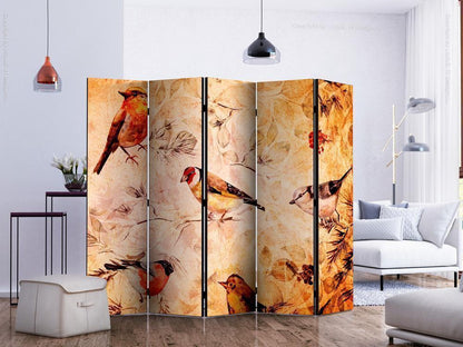 Decorative partition-Room Divider - Birds-Folding Screen Wall Panel by ArtfulPrivacy