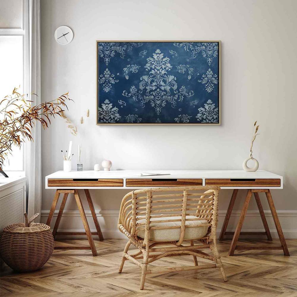 Canvas Print - Retro Ornament Decorative Motif in Worn Blues