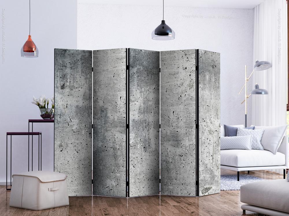 Decorative partition-Room Divider - Fresh Concrete II-Folding Screen Wall Panel by ArtfulPrivacy