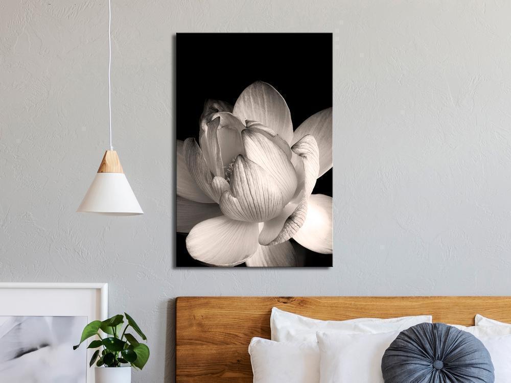 Canvas Print - Delicacy of Petals in Nature (1-part) - Flower in Black and White-ArtfulPrivacy-Wall Art Collection