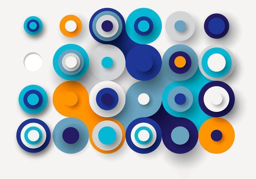 Wall Mural - Geometry Of Blue Wheels-Wall Murals-ArtfulPrivacy