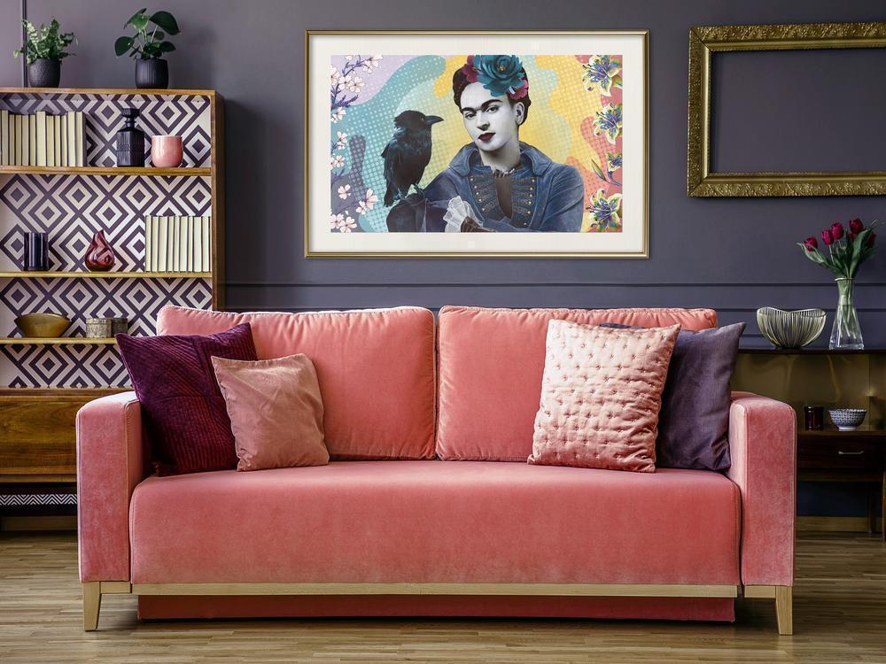 Wall Decor Portrait - Frida with a Raven-artwork for wall with acrylic glass protection