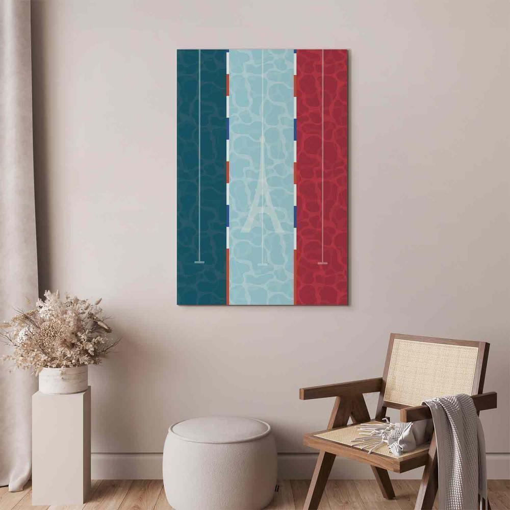 Canvas Print - Graphic Illustration of a Swimming Pool Against the Backdrop of the French Flag