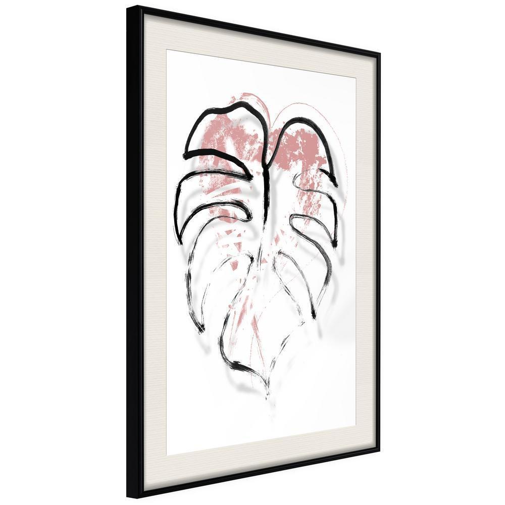 Botanical Wall Art - Black Leaf Outline-artwork for wall with acrylic glass protection