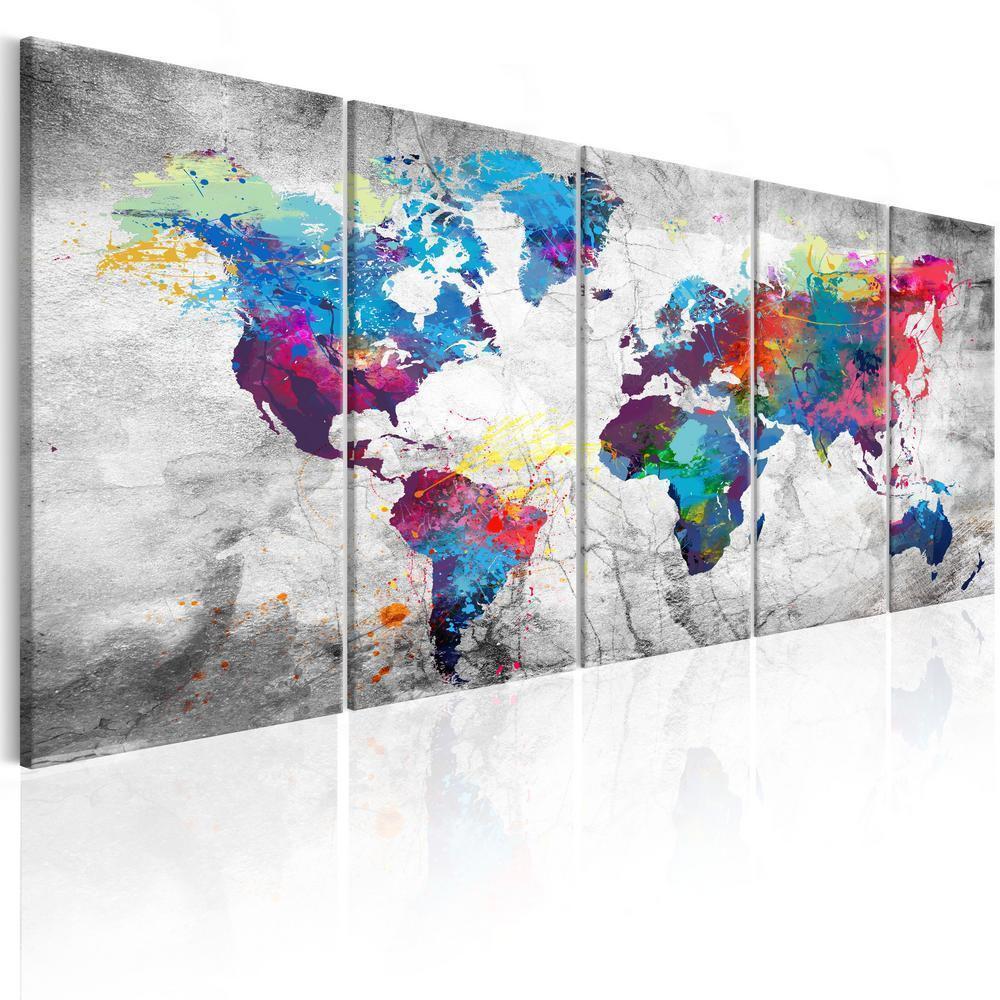 Canvas Print - World Map: Spilt Paint-ArtfulPrivacy-Wall Art Collection