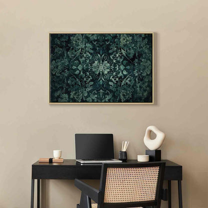 Canvas Print - Oriental Pattern Carpet: Emerald Ornaments and Worn Patterns