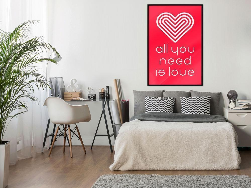 Typography Framed Art Print - Love Everywhere-artwork for wall with acrylic glass protection