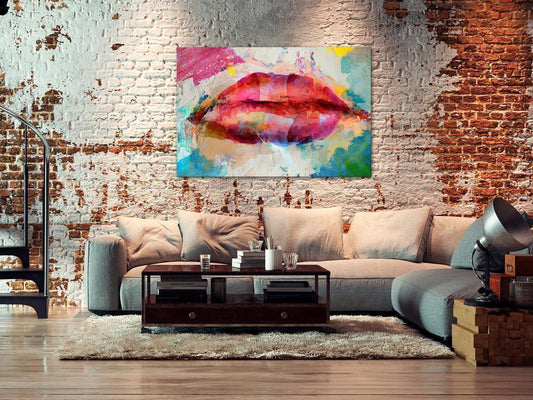 Canvas Print - Artistic Lips (1 Part) Wide-ArtfulPrivacy-Wall Art Collection