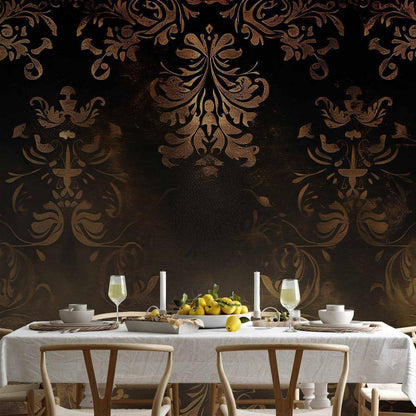 Wall Mural - Baroque Ornaments in Patinated Gold and Browns: Retro Motif