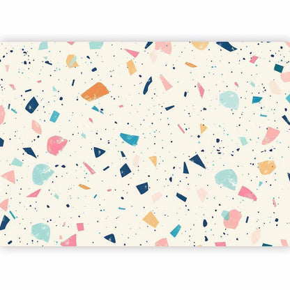 Wall Mural - Terrazzo with Multicolored Large Elements Cheerful Pattern on a Light Background