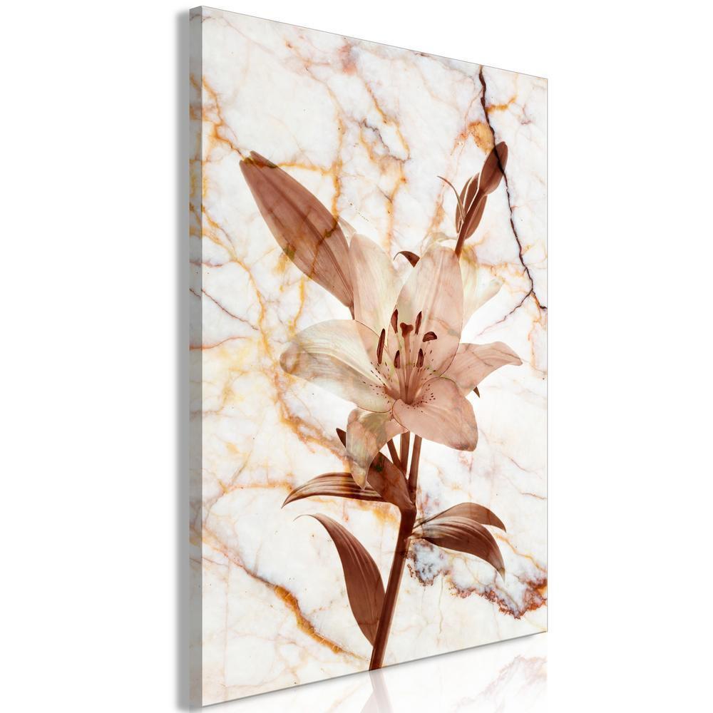 Canvas Print - Elegance of a Flower (1-part) - Delicate Lily on Marble in Sepia-ArtfulPrivacy-Wall Art Collection