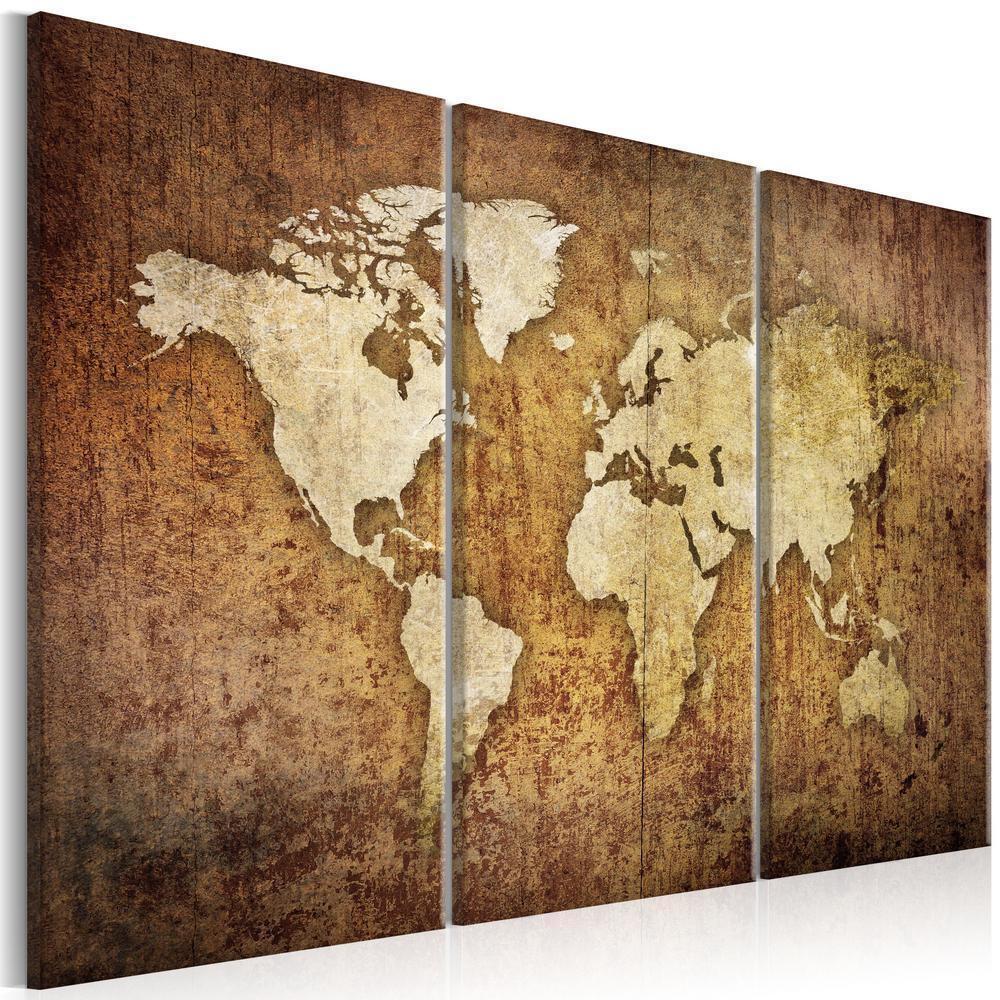Canvas Print - World Map: Brown Texture-ArtfulPrivacy-Wall Art Collection