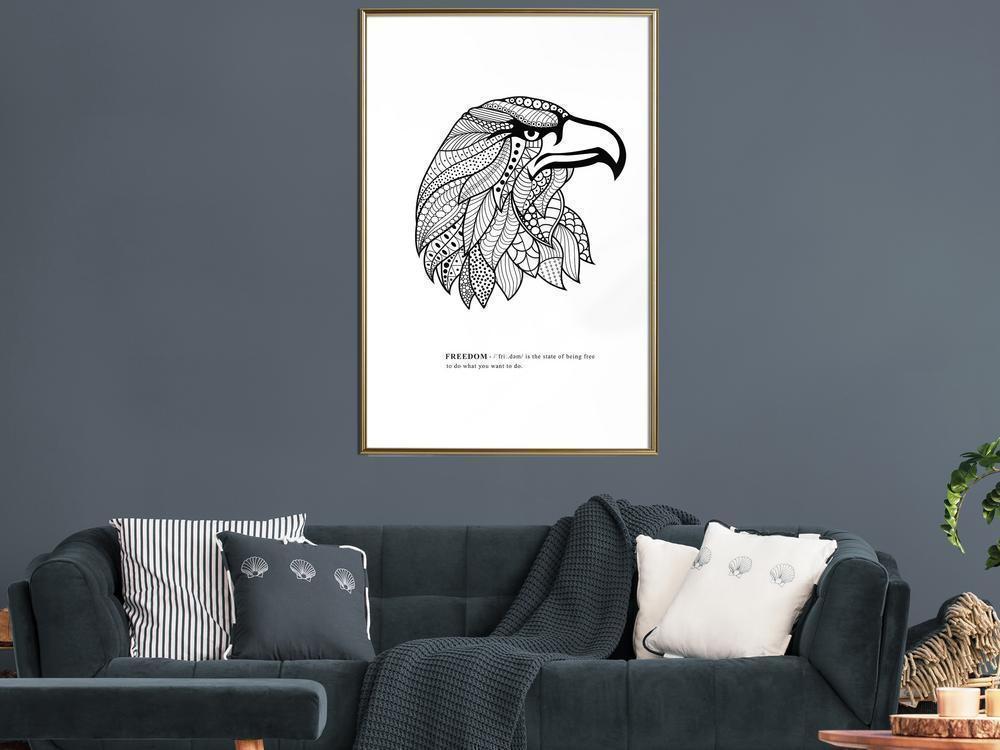 Black and white Wall Frame - Symbol of Freedom-artwork for wall with acrylic glass protection