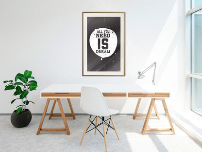 Typography Framed Art Print - All You Need-artwork for wall with acrylic glass protection