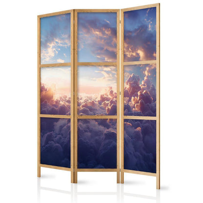 Japanese Room Divider - The Sun in Hiding: The Golden Face of the Sky Over a Cloudy Sea