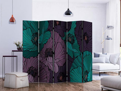 Decorative partition-Room Divider - Flowerbed II-Folding Screen Wall Panel by ArtfulPrivacy