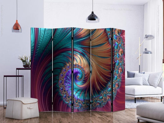 Decorative partition-Room Divider - Peacock Tail II-Folding Screen Wall Panel by ArtfulPrivacy