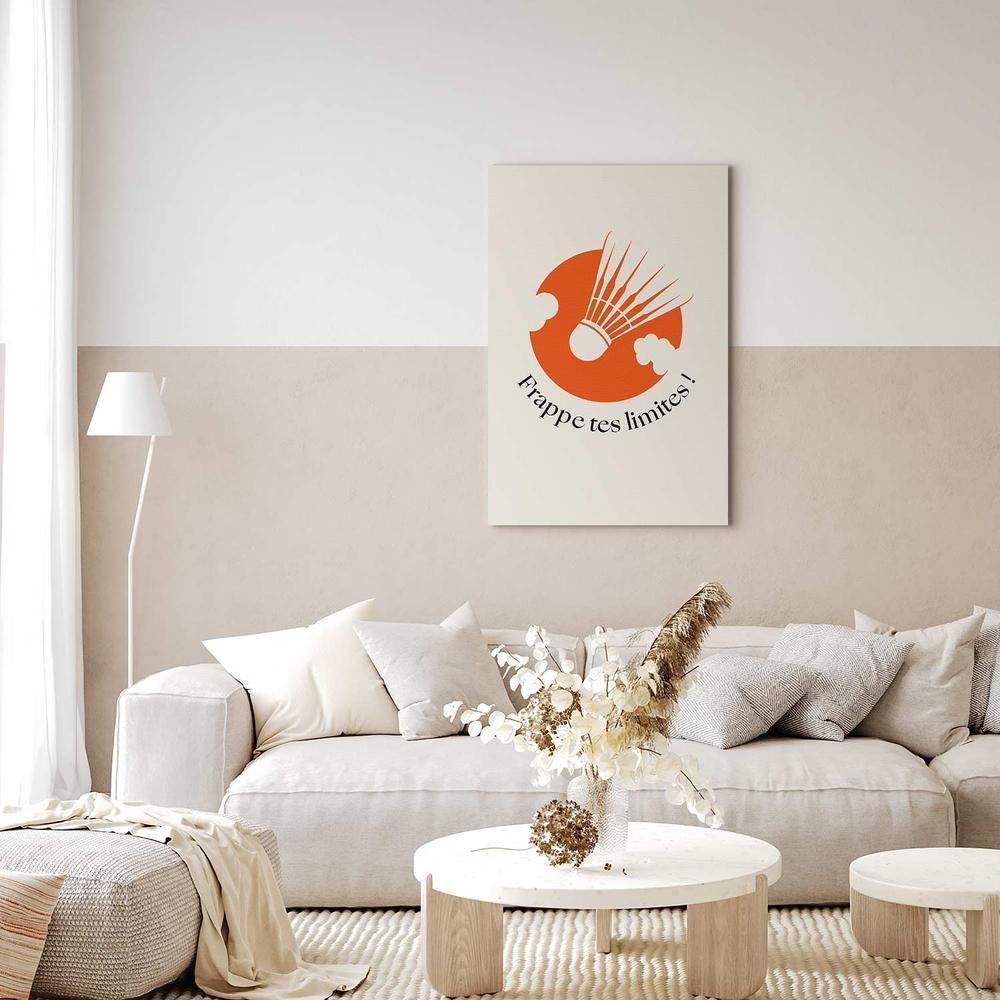 Impression sur toile - Volant de badminton sur fond de cercle orange