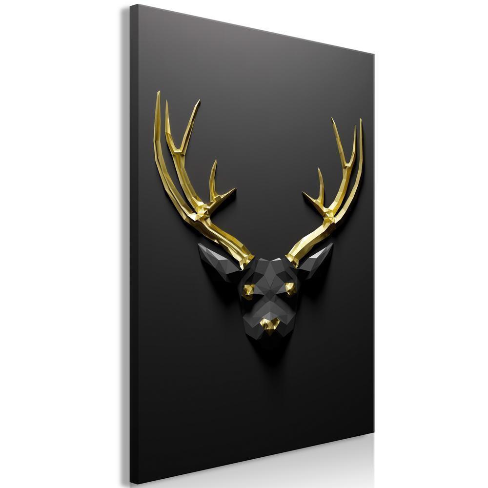 Canvas Print - Golden Antlers (1 Part) Vertical-ArtfulPrivacy-Wall Art Collection