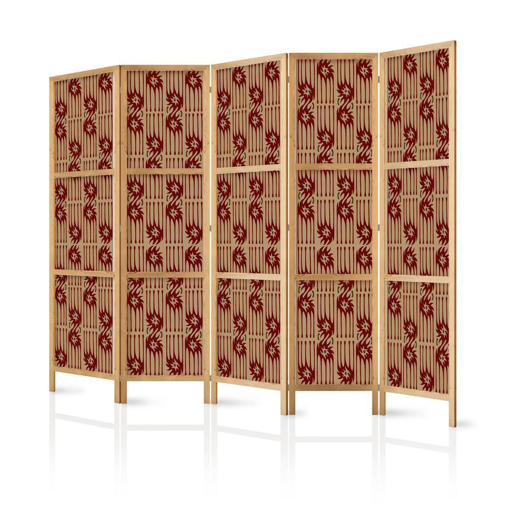 Japanese Room Divider - Predatory Streaks - Red Abstract Shapes Inspired by Tribal