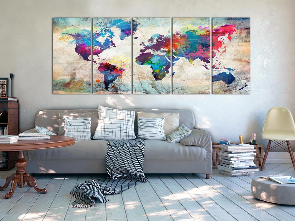 Canvas Print - World Map: Cracked Wall-ArtfulPrivacy-Wall Art Collection