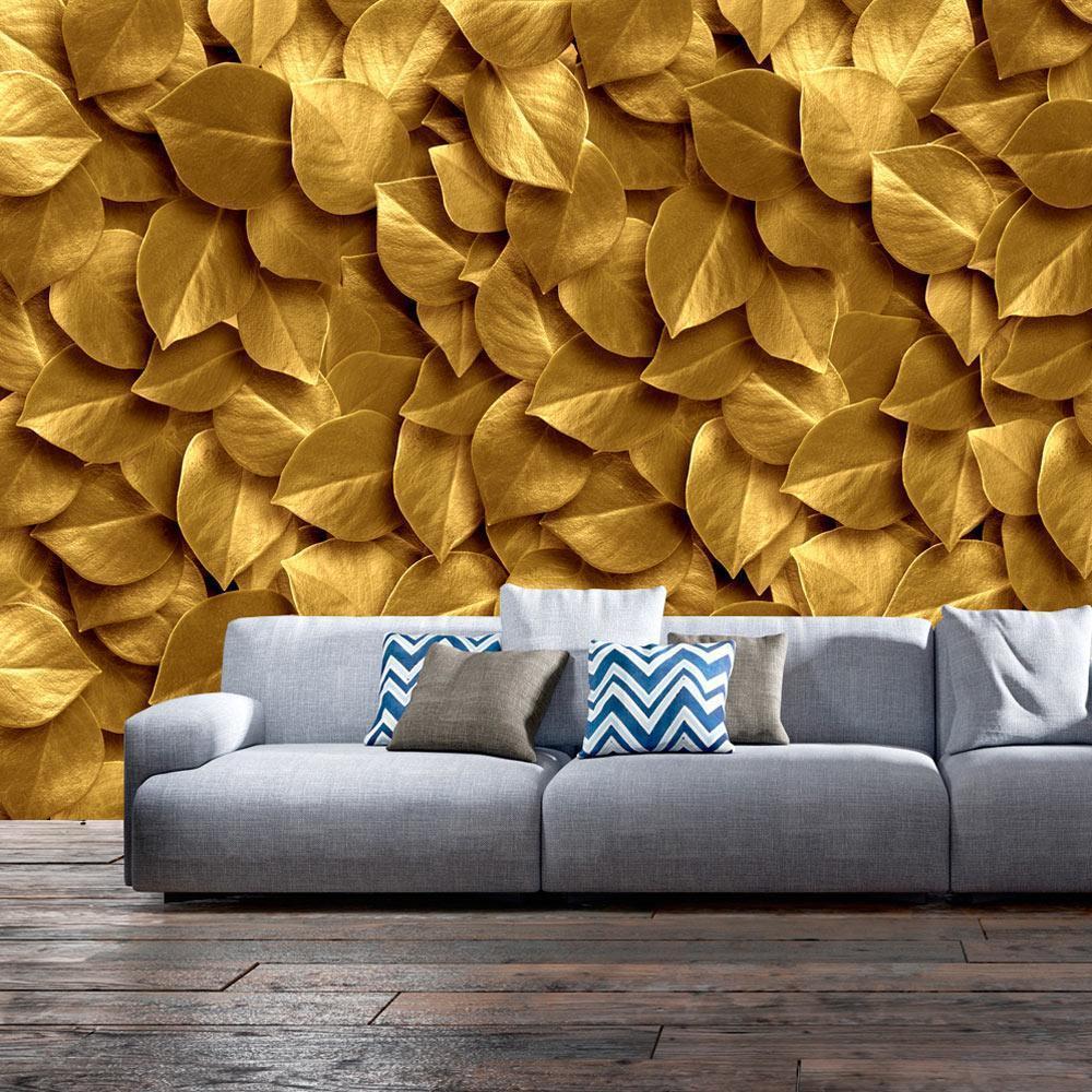 Wall Mural - Golden Leaves-Wall Murals-ArtfulPrivacy