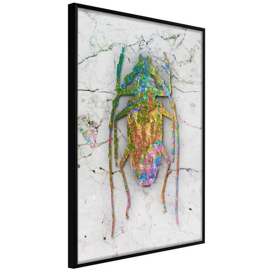 Golden Art Poster - Iridescent Insect-artwork for wall with acrylic glass protection