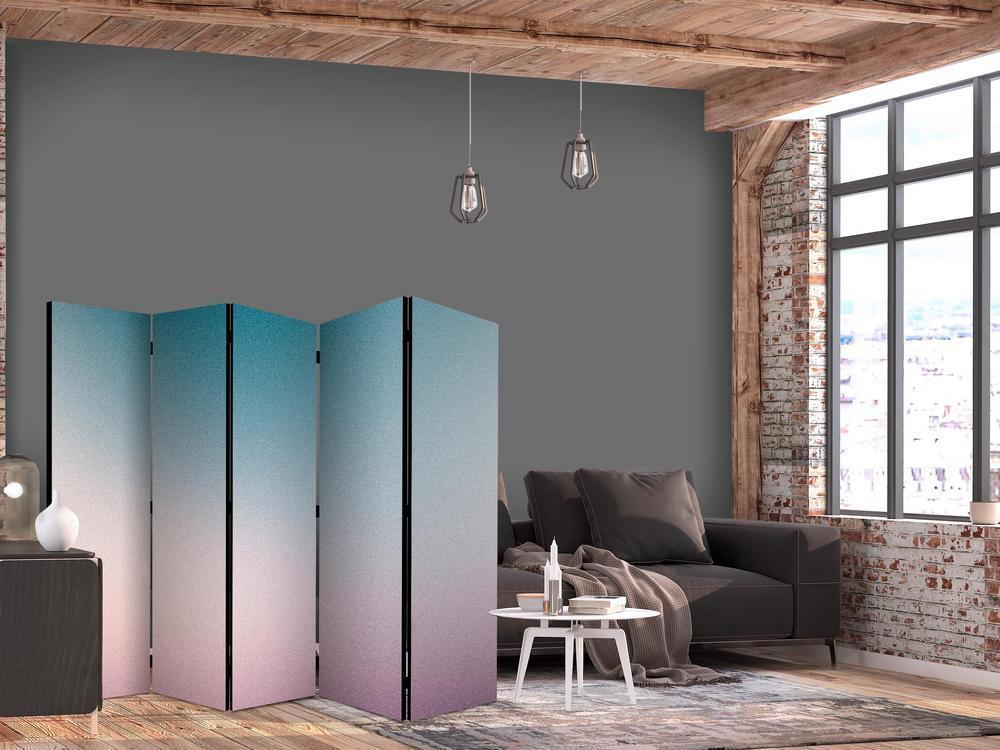 Room Divider - Nostalgic Gradient - Gradient Composition in Subdued Colors- A 5 Panel Folding Screen For Living rooms, bedrooms or home office, decorative folding screen made with wood and canvas