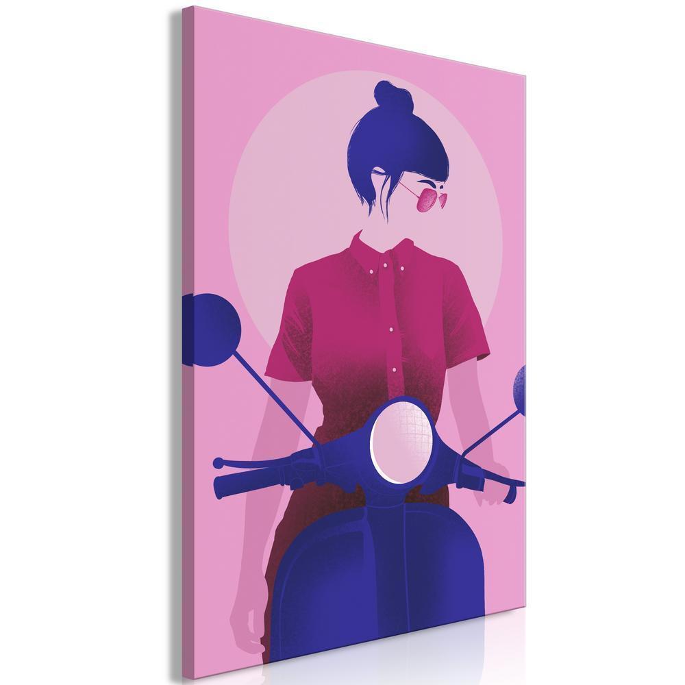 Canvas Print - Girl on Scooter (1 Part) Vertical-ArtfulPrivacy-Wall Art Collection