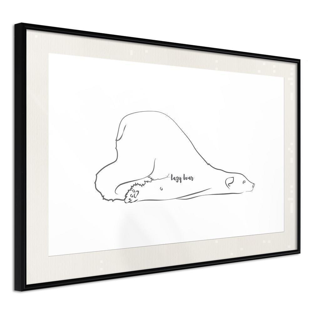 Black and White Framed Poster - Resting Polar Bear-artwork for wall with acrylic glass protection