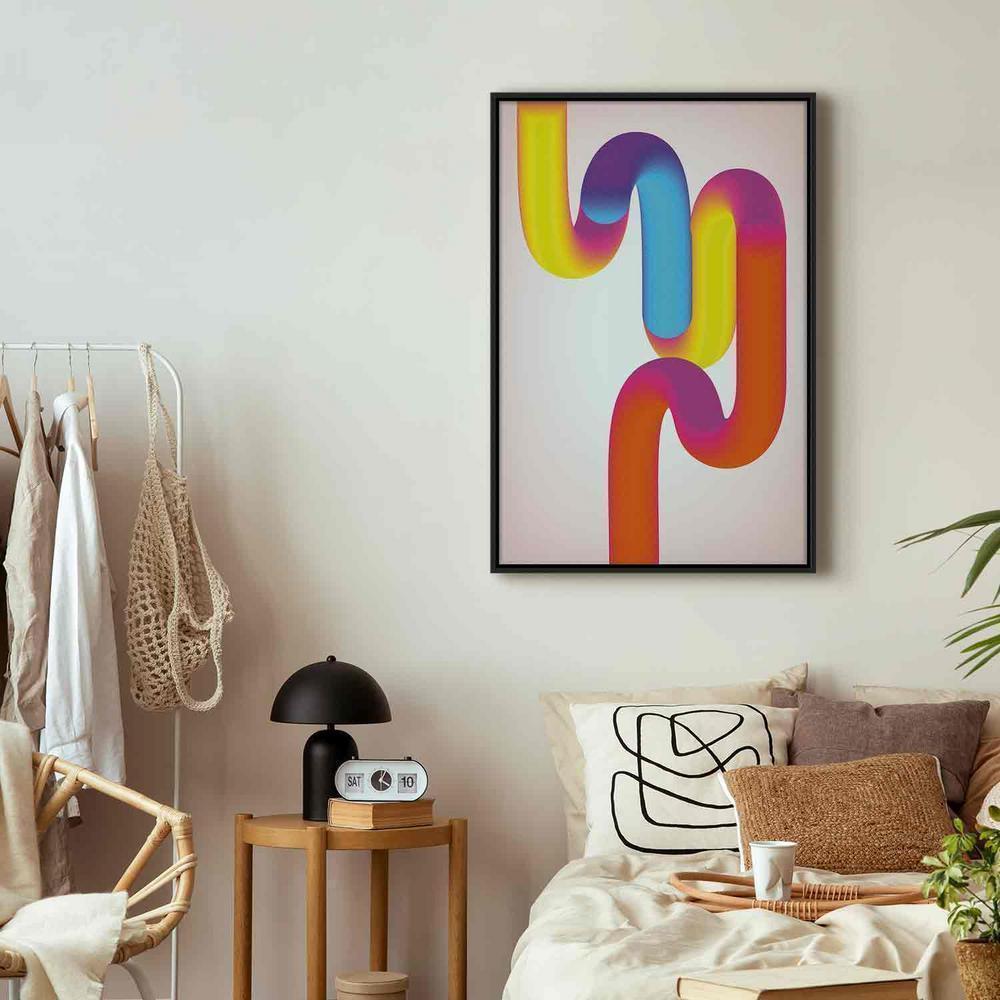 Canvas Print - Colorful Turns - Dynamic Composition in Shades of Yellow Pink and Blue