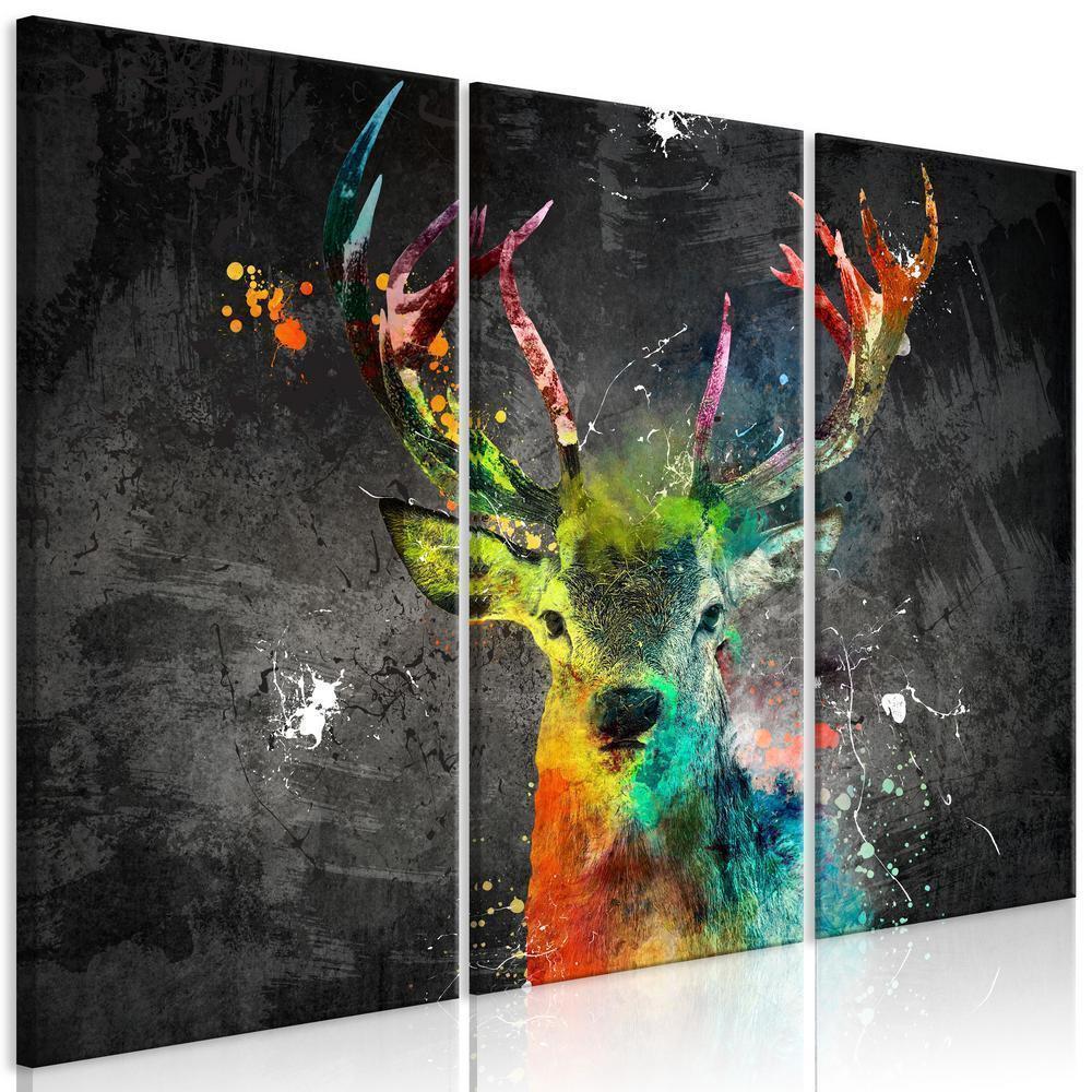 Canvas Print - Rainbow Deer (3 Parts)-ArtfulPrivacy-Wall Art Collection