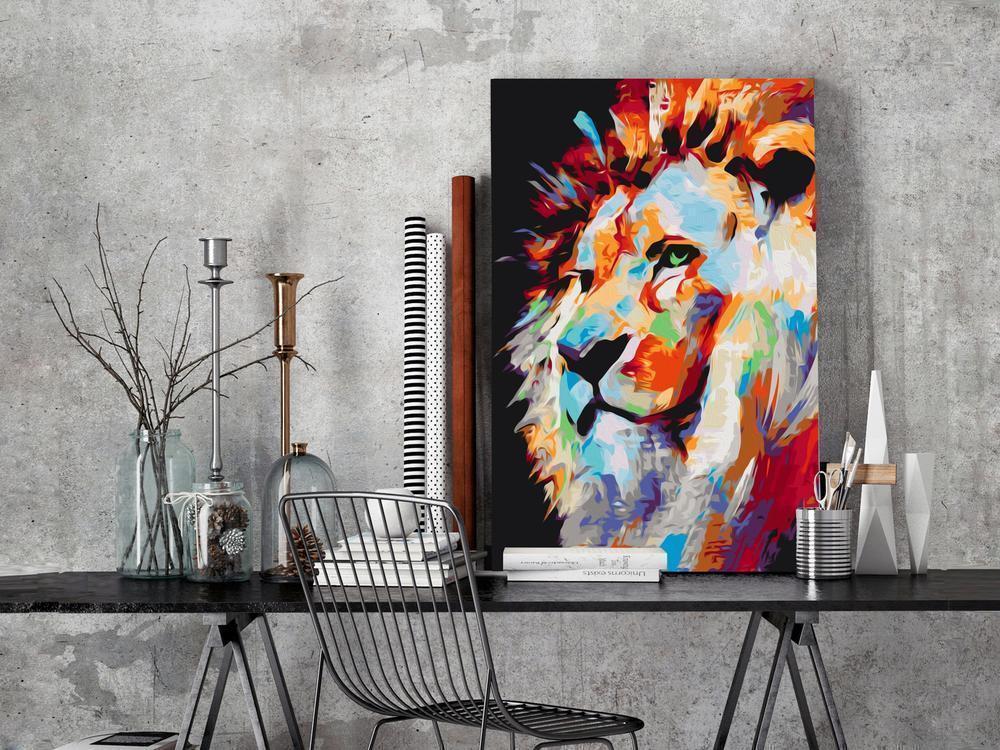 Start learning Painting - Paint By Numbers Kit - Portrait of a Colourful Lion - new hobby