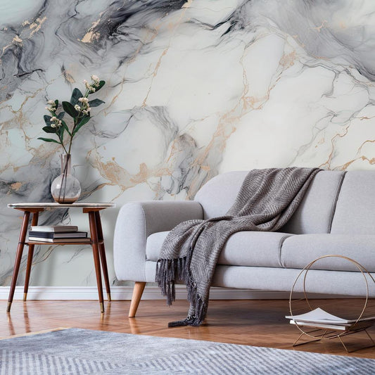 Wall Mural - Elegant Marble - Stone Structures in Neutral Colours-Wall Murals-ArtfulPrivacy