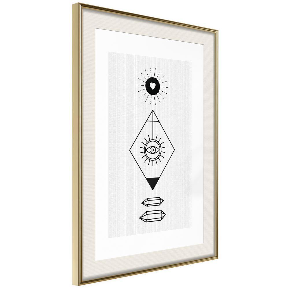 Black and White Framed Poster - Intuition-artwork for wall with acrylic glass protection