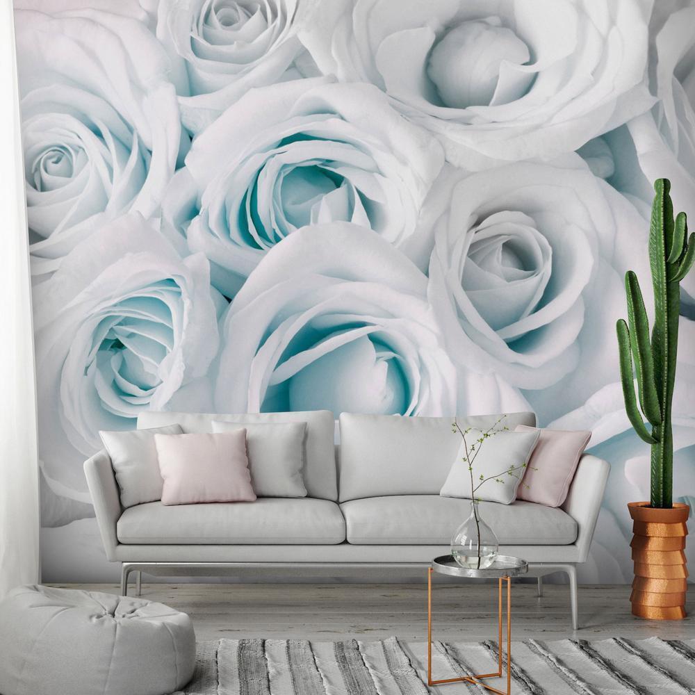 Wall Mural - Satin Rose (Turquoise)-Wall Murals-ArtfulPrivacy