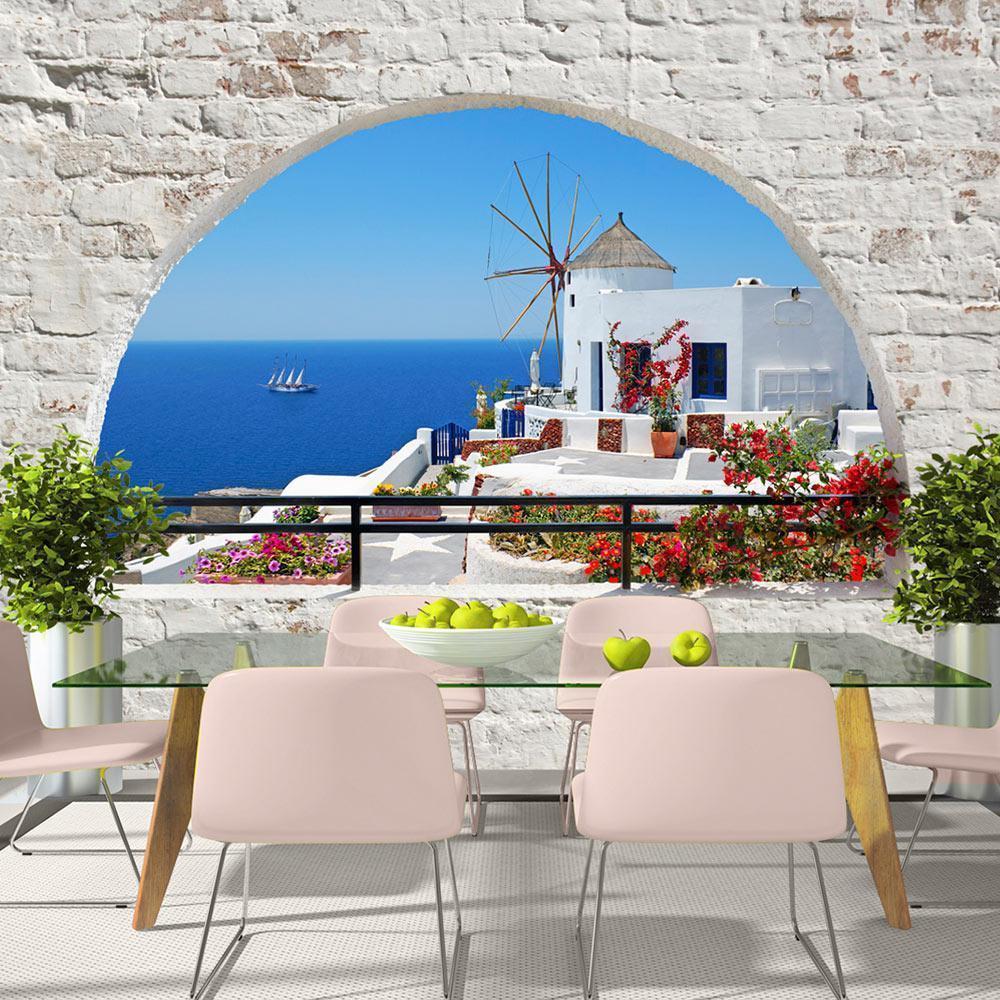 Wall Mural - Summer in Santorini-Wall Murals-ArtfulPrivacy