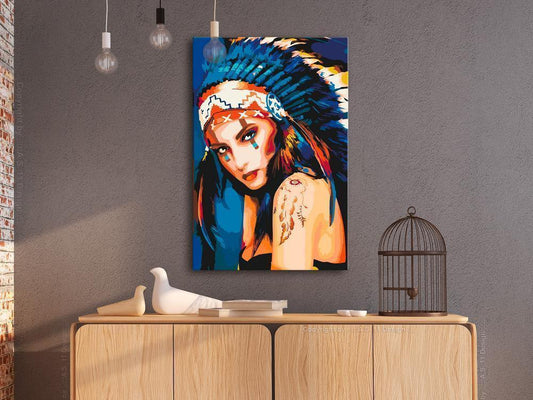 Start learning Painting - Paint By Numbers Kit - Native American Girl - new hobby